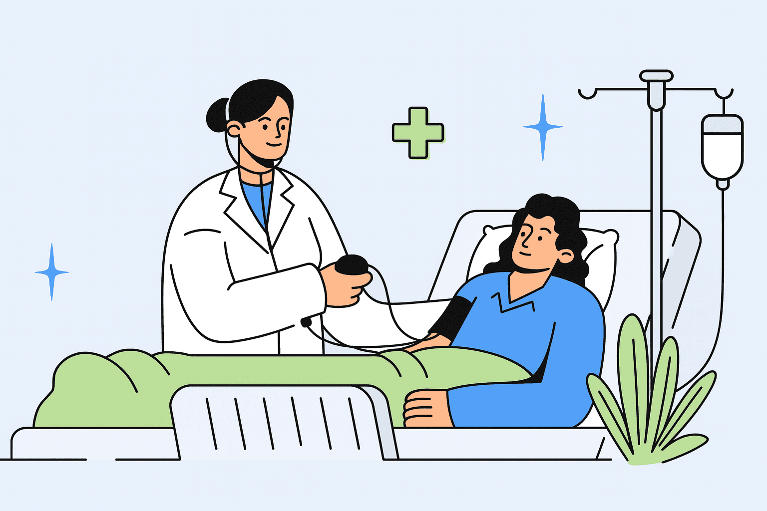 Doctor with patient illustration